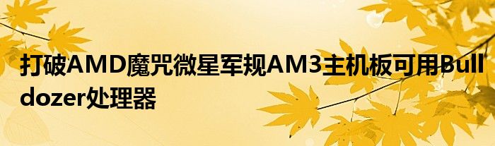 打破AMD魔咒微星军规AM3主机板可用Bulldozer处理器