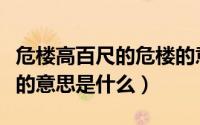 危楼高百尺的危楼的意思（危楼高百尺的危楼的意思是什么）