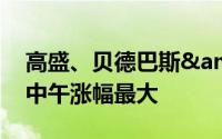 高盛、贝德巴斯&超越、Moderna等 中午涨幅最大