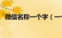 微信名称一个字（一个字的微信名称推荐）