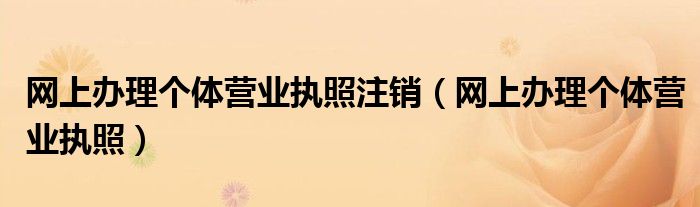 网上办理个体营业执照注销（网上办理个体营业执照）