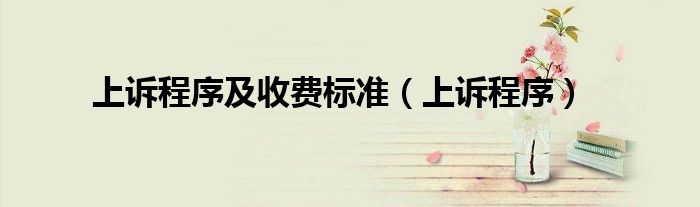 上诉程序及收费标准（上诉程序）