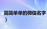 简简单单的微信名字（微信昵称女生简单大方）