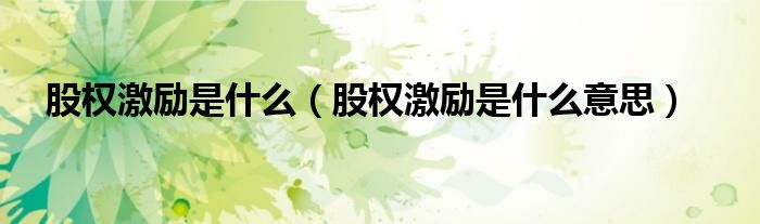 股权激励是什么（股权激励是什么意思）