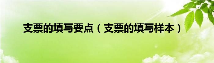 支票的填写要点（支票的填写样本）