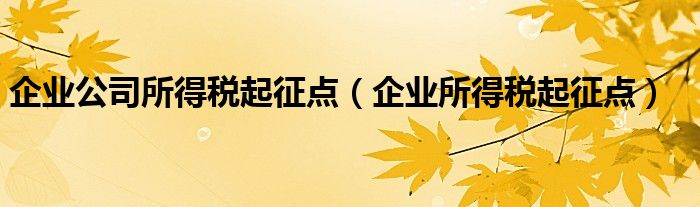 企业公司所得税起征点（企业所得税起征点）