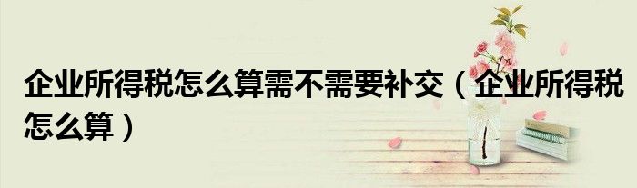 企业所得税怎么算需不需要补交（企业所得税怎么算）