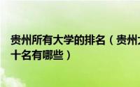 贵州所有大学的排名（贵州大学排名一览表贵州大学排名前十名有哪些）