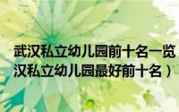 武汉私立幼儿园前十名一览（武汉十大贵族幼儿园排行榜武汉私立幼儿园最好前十名）