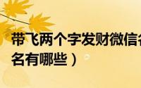 带飞两个字发财微信名（带飞两个字发财微信名有哪些）