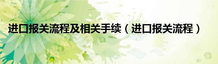 进口报关流程及相关手续（进口报关流程）