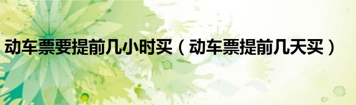 动车票要提前几小时买（动车票提前几天买）