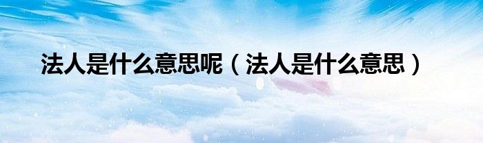 法人是什么意思呢（法人是什么意思）