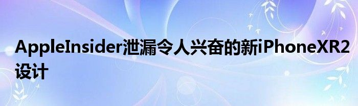 AppleInsider泄漏令人兴奋的新iPhoneXR2设计