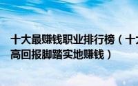 十大最赚钱职业排行榜（十大最挣钱的职业排行榜：高收入高回报脚踏实地赚钱）