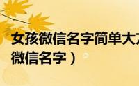 女孩微信名字简单大方气质（简单干净的女孩微信名字）