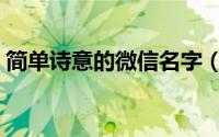 简单诗意的微信名字（简单素雅的微信网名）