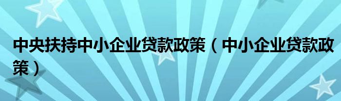 中央扶持中小企业贷款政策（中小企业贷款政策）
