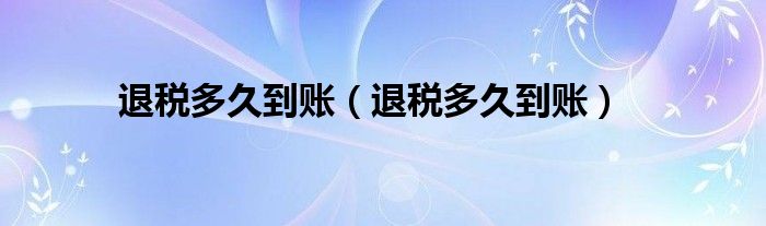退税多久到账（退税多久到账）