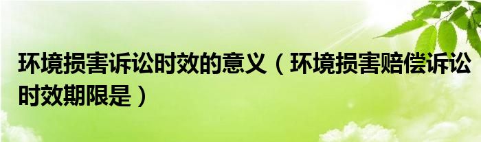 环境损害诉讼时效的意义（环境损害赔偿诉讼时效期限是）