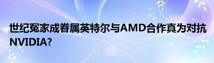 世纪冤家成眷属英特尔与AMD合作真为对抗NVIDIA?