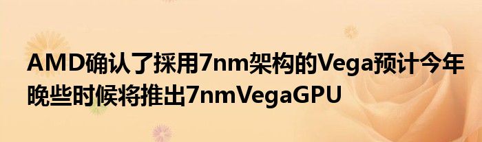 AMD确认了採用7nm架构的Vega预计今年晚些时候将推出7nmVegaGPU