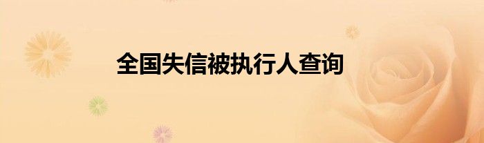 全国失信被执行人查询