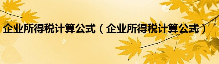 企业所得税计算公式（企业所得税计算公式）