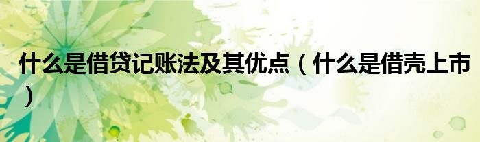 什么是借贷记账法及其优点（什么是借壳上市）