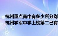 杭州重点高中有多少所分别是哪些（浙江十大高中排行榜：杭州学军中学上榜第二已有122年历史）