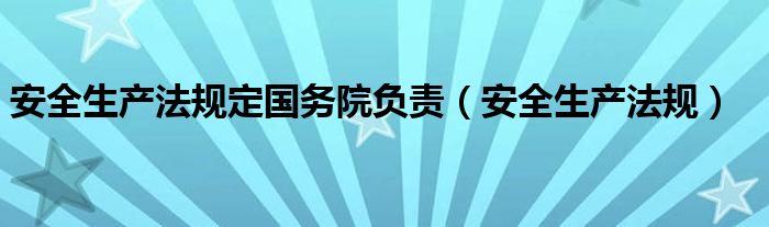 安全生产法规定国务院负责（安全生产法规）