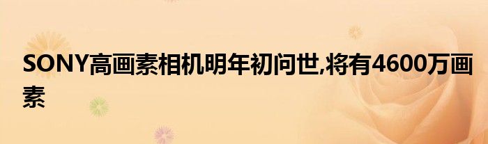 SONY高画素相机明年初问世,将有4600万画素