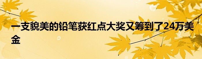 一支貌美的铅笔获红点大奖又筹到了24万美金