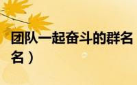 团队一起奋斗的群名（团队一起奋斗的唯美群名）