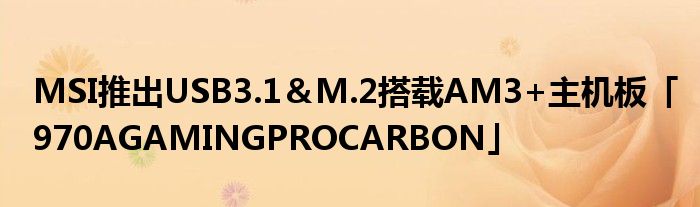 MSI推出USB3.1＆M.2搭载AM3+主机板「970AGAMINGPROCARBON」