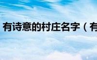 有诗意的村庄名字（有诗意的村庄名字大全）