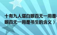 十有九人堪白眼百无一用是书生是什么意思（十有九人堪白眼百无一用是书生的含义）