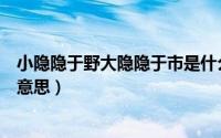 小隐隐于野大隐隐于市是什么意思（小隐和大隐分别是什么意思）