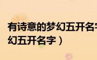 有诗意的梦幻五开名字（十分唯美有诗意的梦幻五开名字）