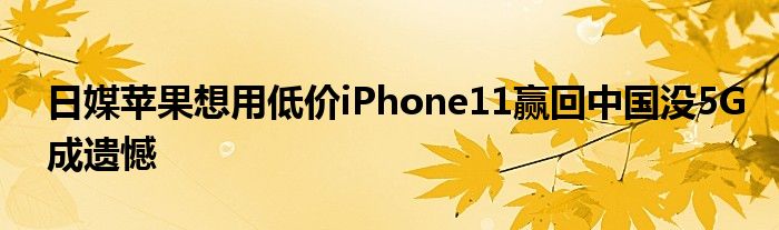 日媒苹果想用低价iPhone11赢回中国没5G成遗憾