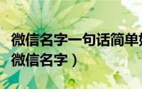 微信名字一句话简单好听霸气（霸气独一无二微信名字）
