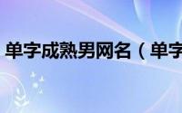 单字成熟男网名（单字成熟的男生网名大全）