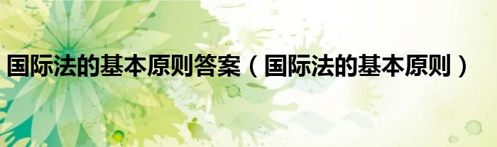 国际法的基本原则答案（国际法的基本原则）