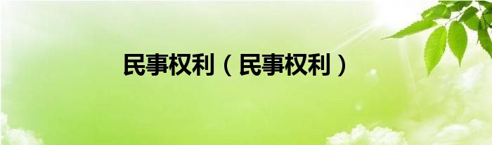 民事权利（民事权利）