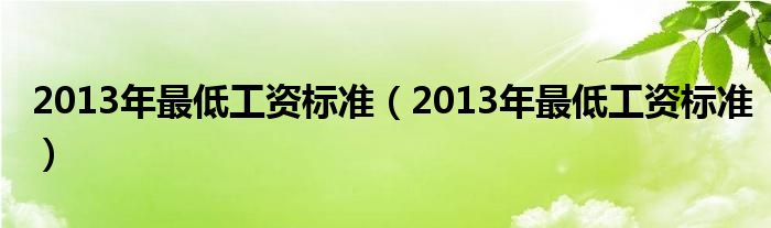2013年最低工资标准（2013年最低工资标准）