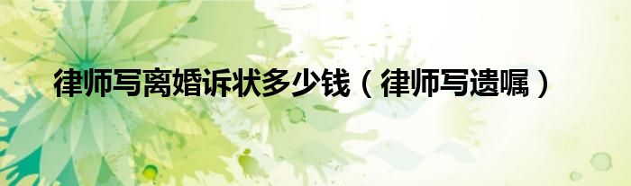 律师写离婚诉状多少钱（律师写遗嘱）