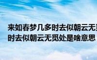 来如春梦几多时去似朝云无觅处是什么意思（来如春梦几多时去似朝云无觅处是啥意思）