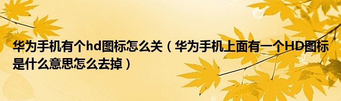 华为手机有个hd图标怎么关（华为手机上面有一个HD图标是什么意思怎么去掉）