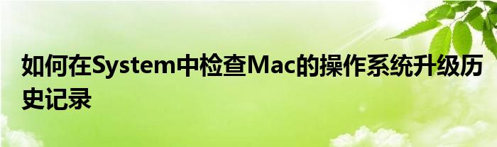 如何在System中检查Mac的操作系统升级历史记录