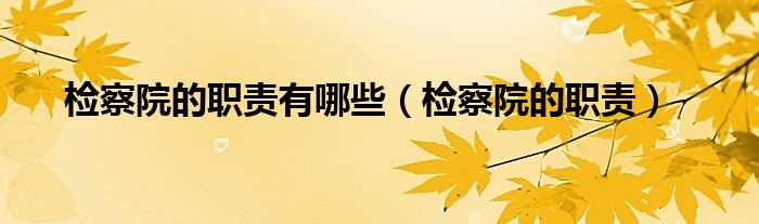 检察院的职责有哪些（检察院的职责）